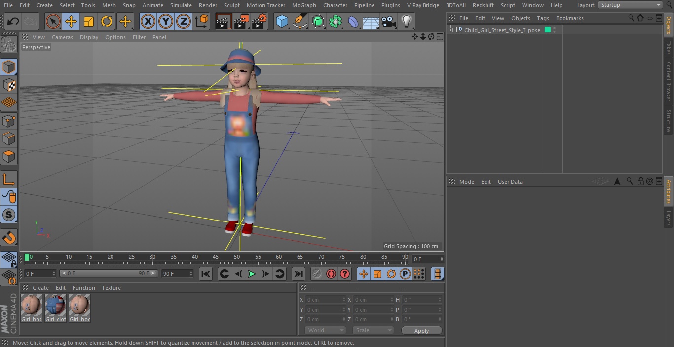 3D model Child Girl Street Style T-pose