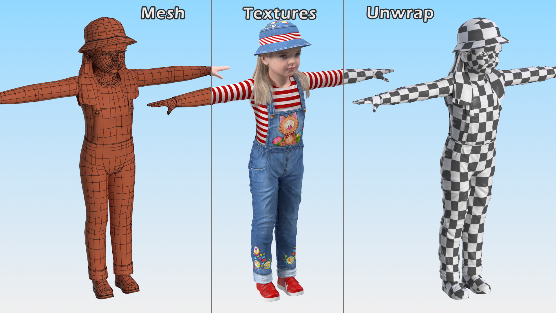 3D model Child Girl Street Style T-pose