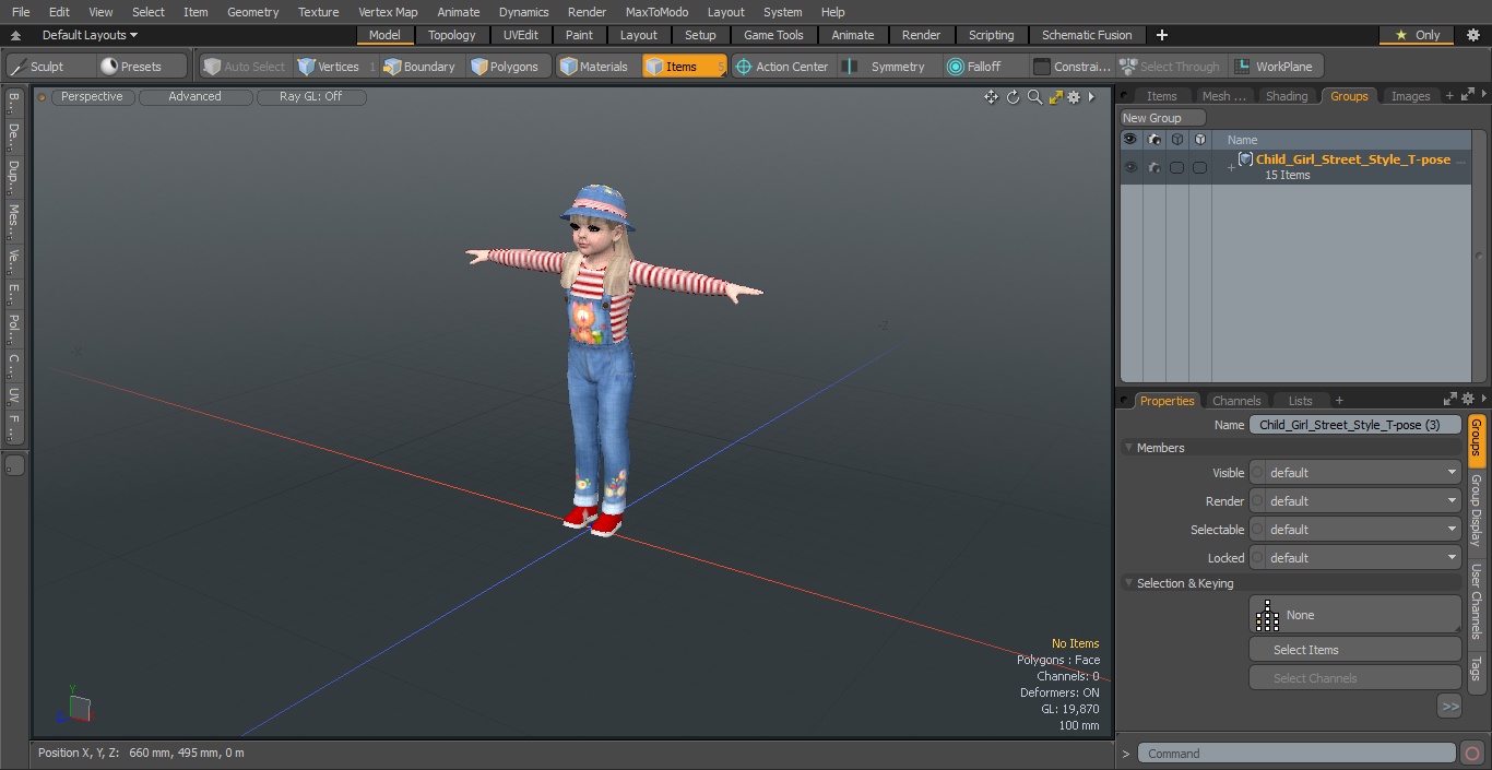 3D model Child Girl Street Style T-pose
