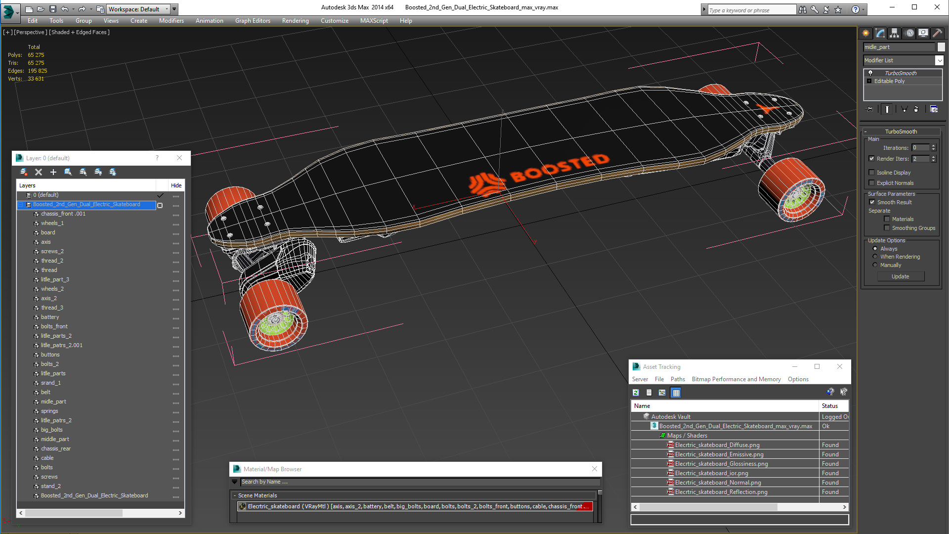 3D model Boosted 2nd Gen Dual Electric Skateboard