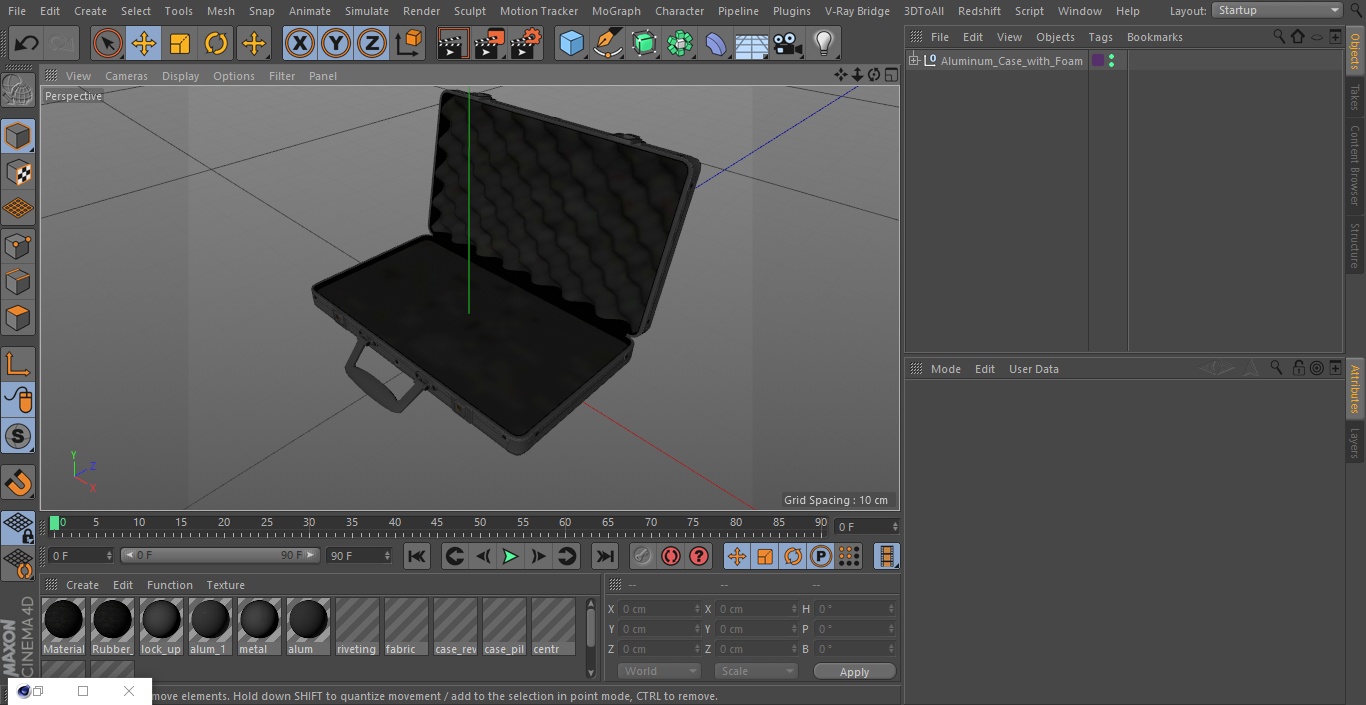 3D Aluminum Case with Foam model
