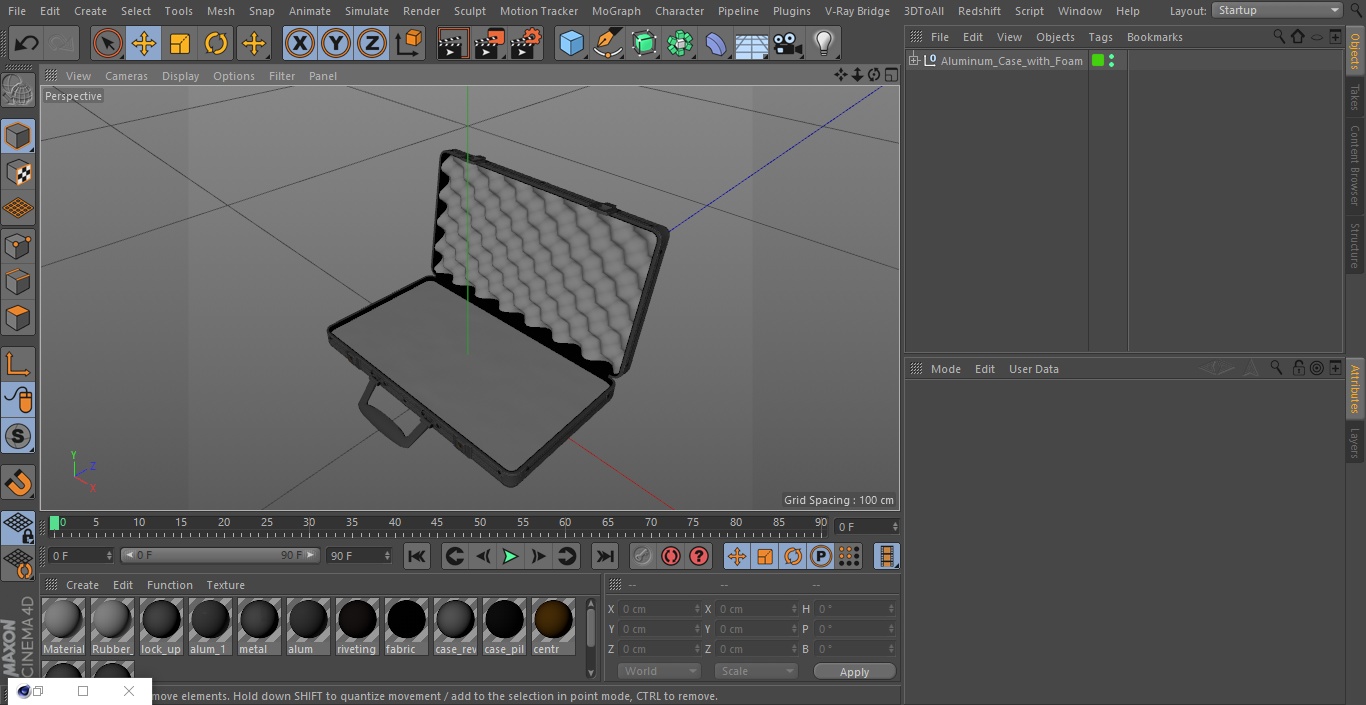 3D Aluminum Case with Foam model