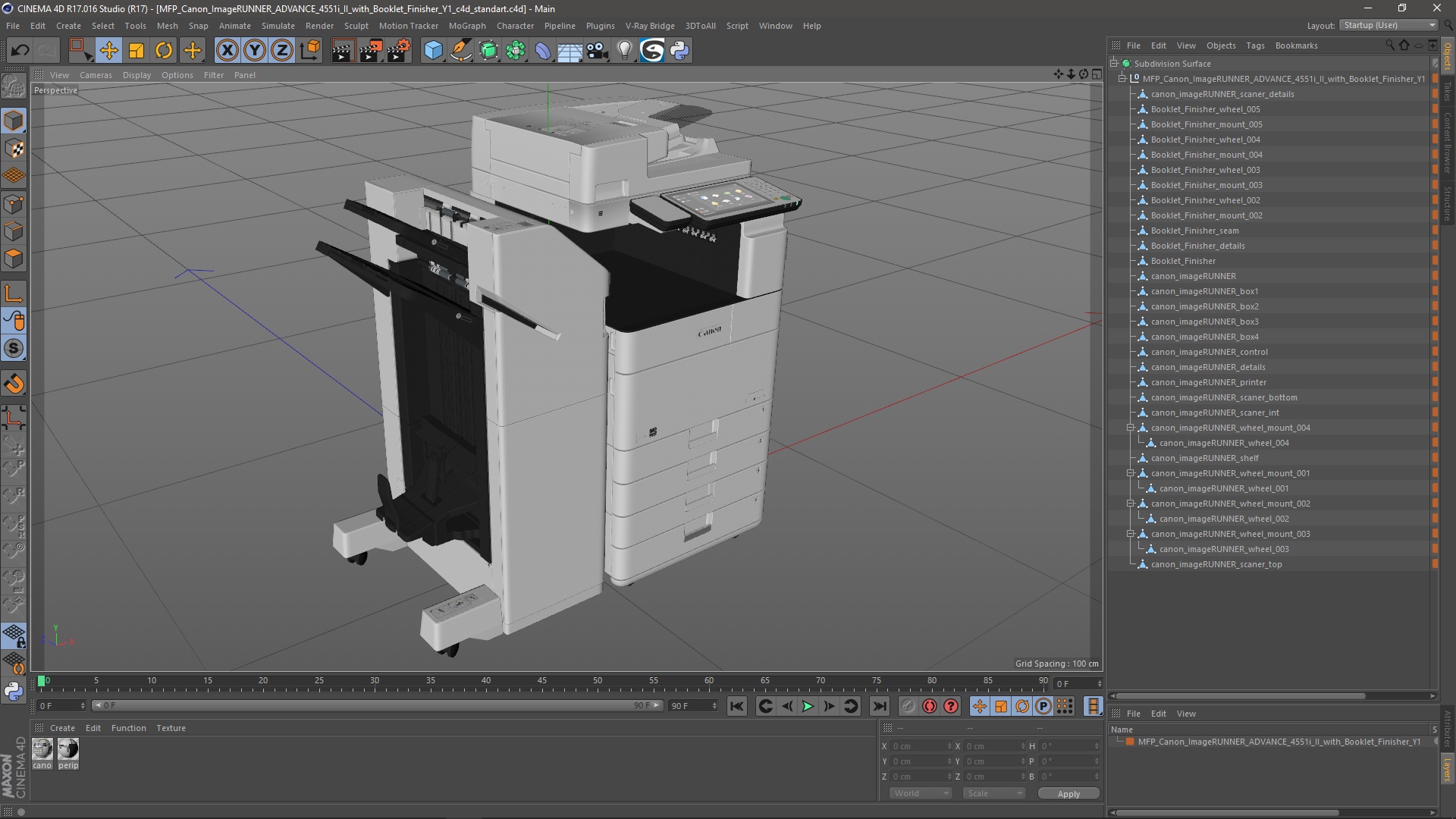 3D MFP Canon ImageRUNNER ADVANCE 4551i II with Booklet Finisher Y1 model