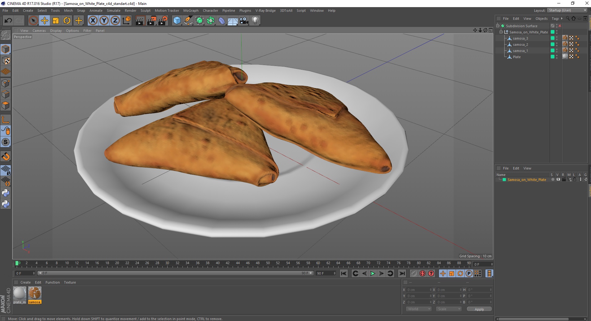 3D Samosa on White Plate
