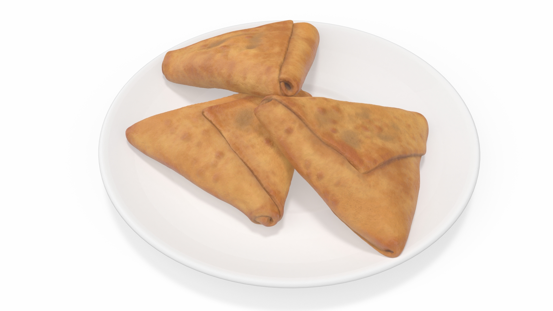 3D Samosa on White Plate