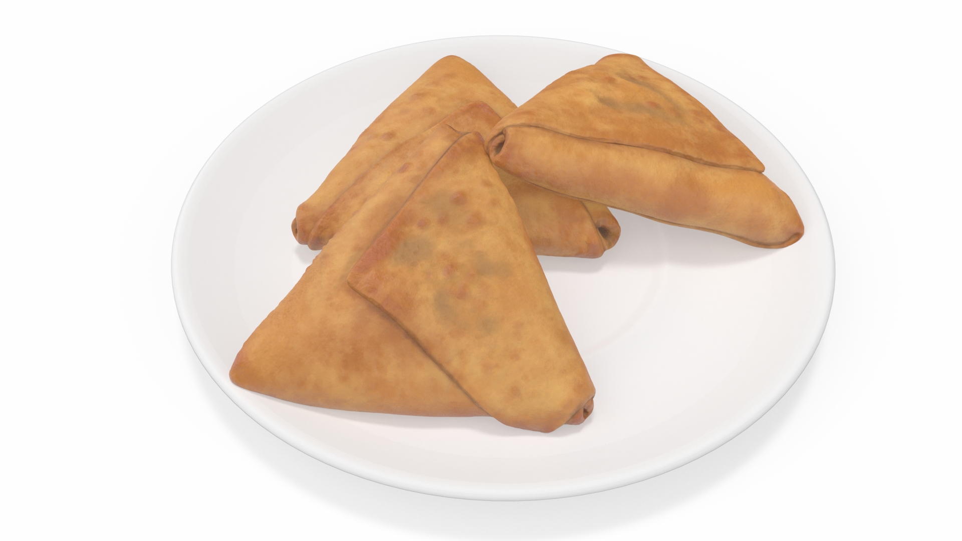 3D Samosa on White Plate