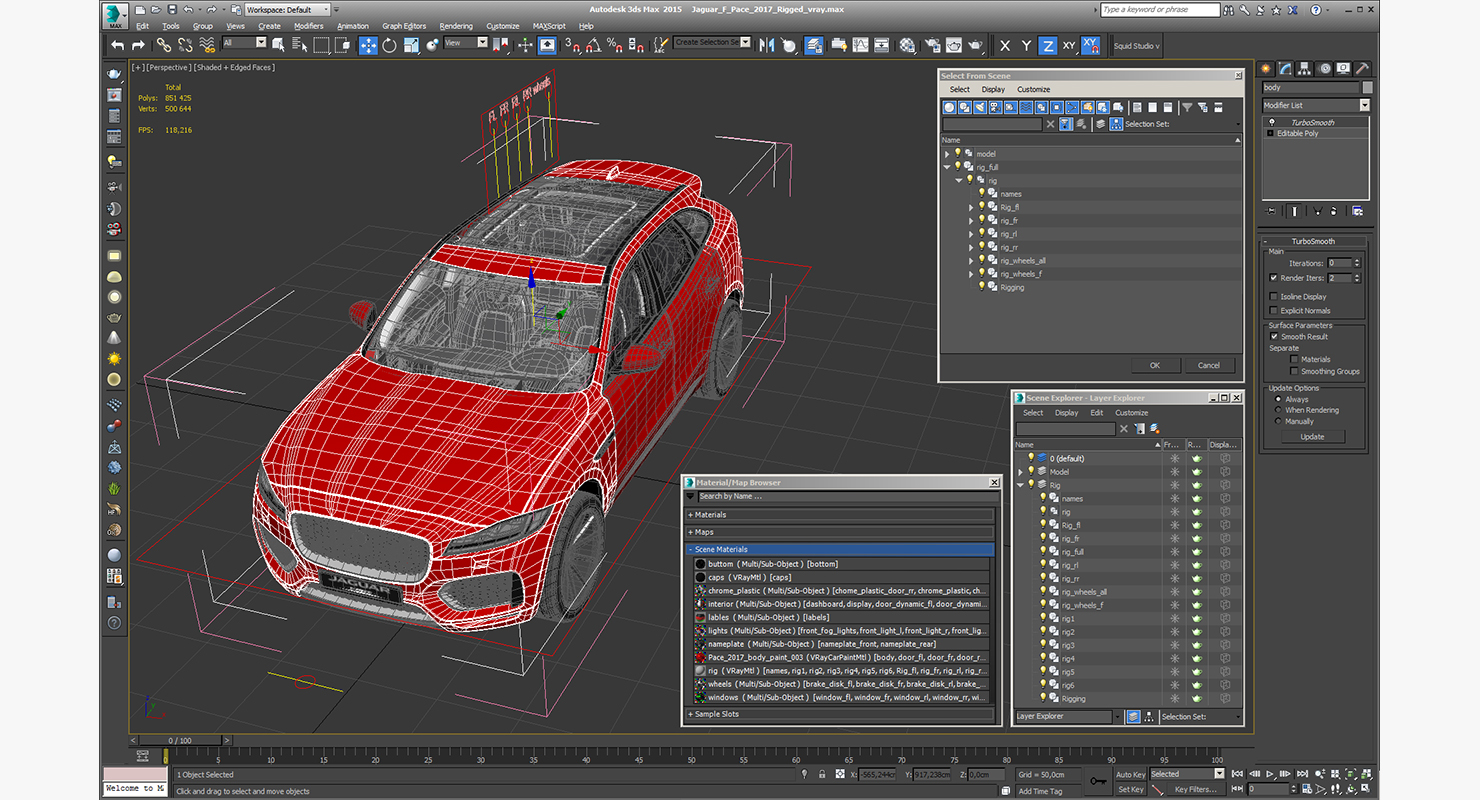 3D model Jaguar F Pace 2017 Rigged