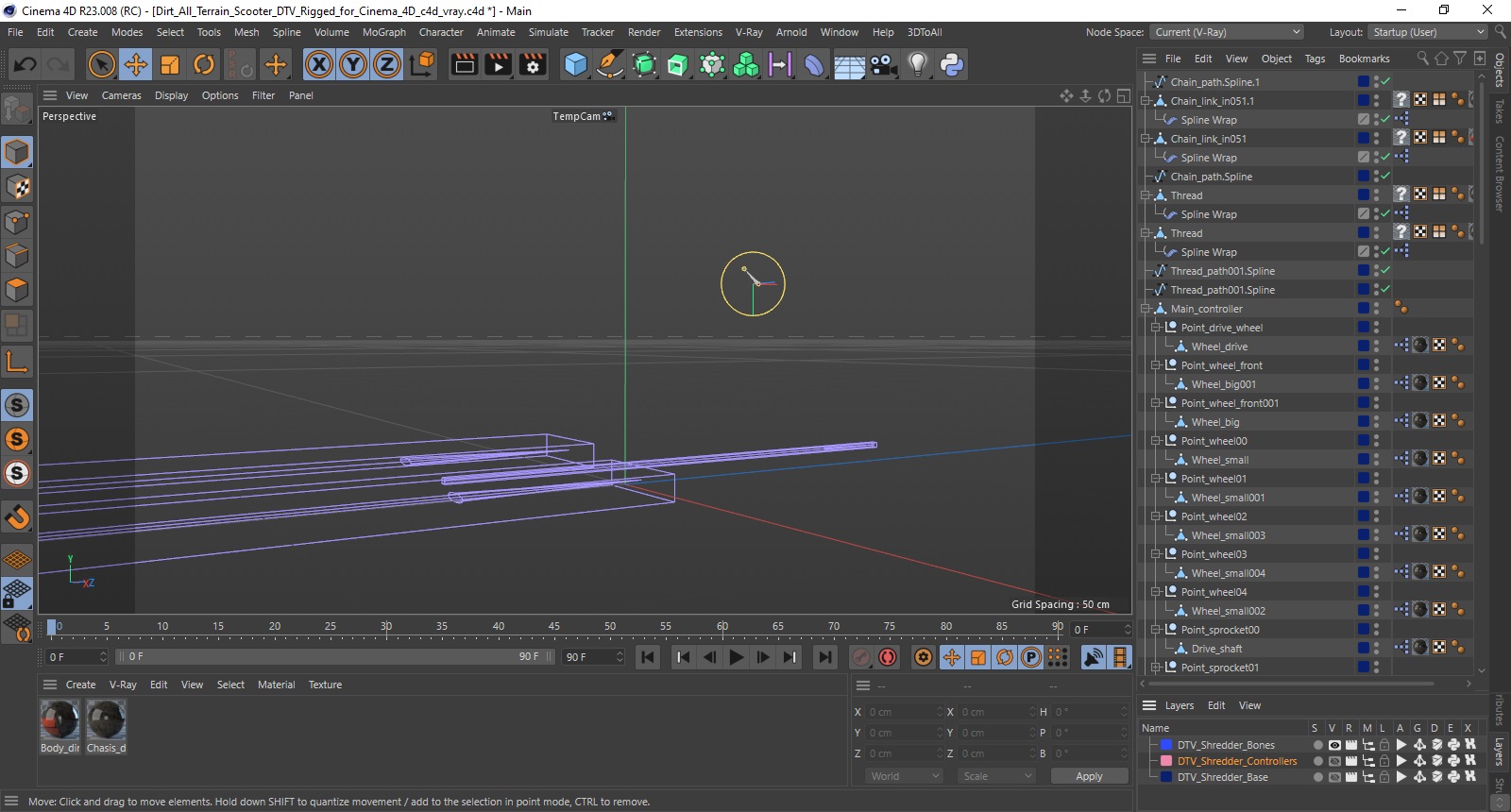 Dirt All Terrain Scooter DTV Rigged for Cinema 4D 3D model