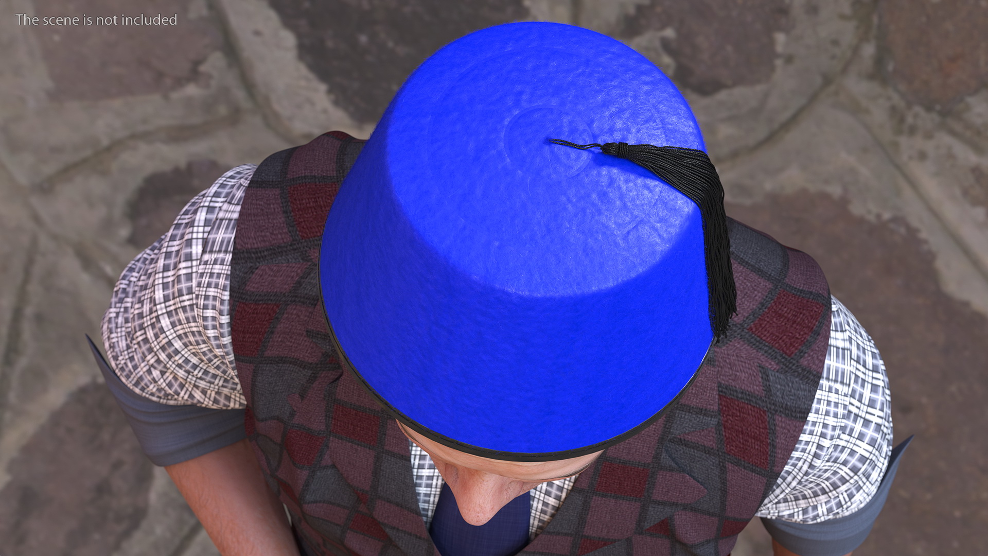 3D Traditional Arabic Blue Fez Hat With Black Tassel Fur model