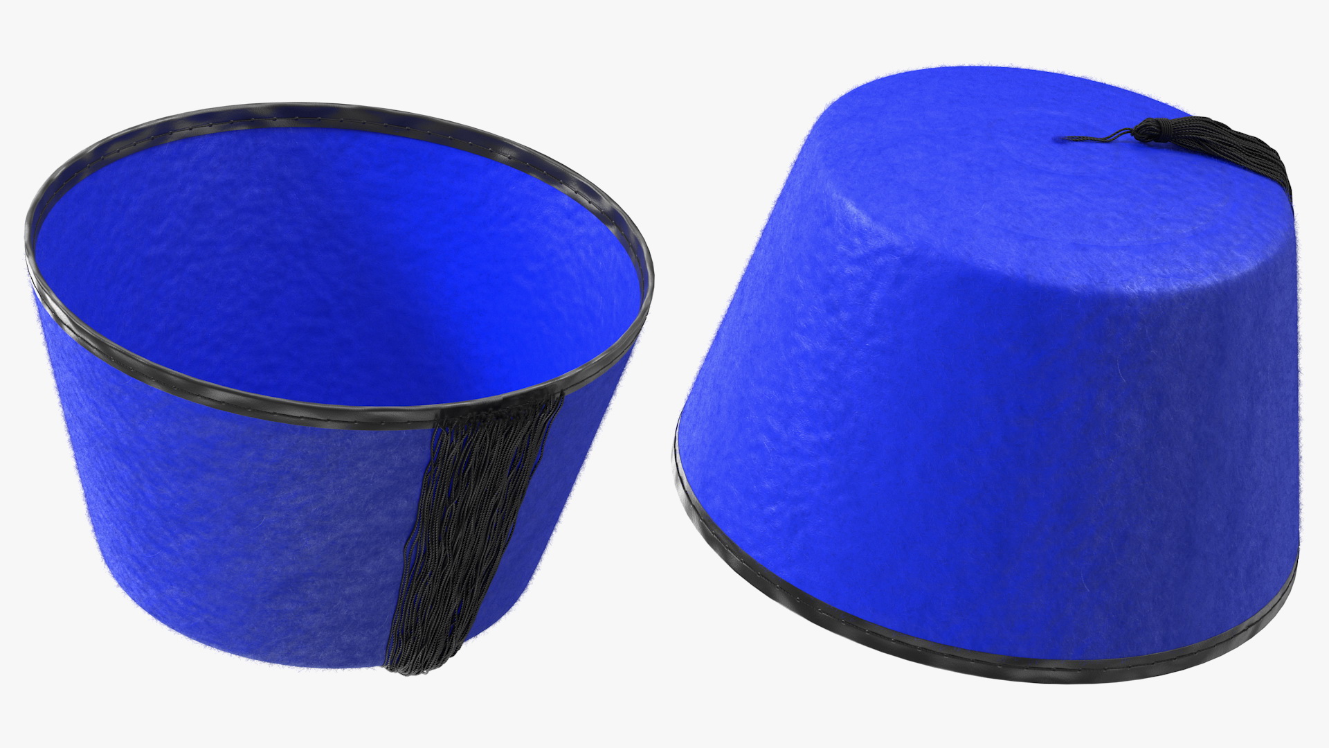 3D Traditional Arabic Blue Fez Hat With Black Tassel Fur model
