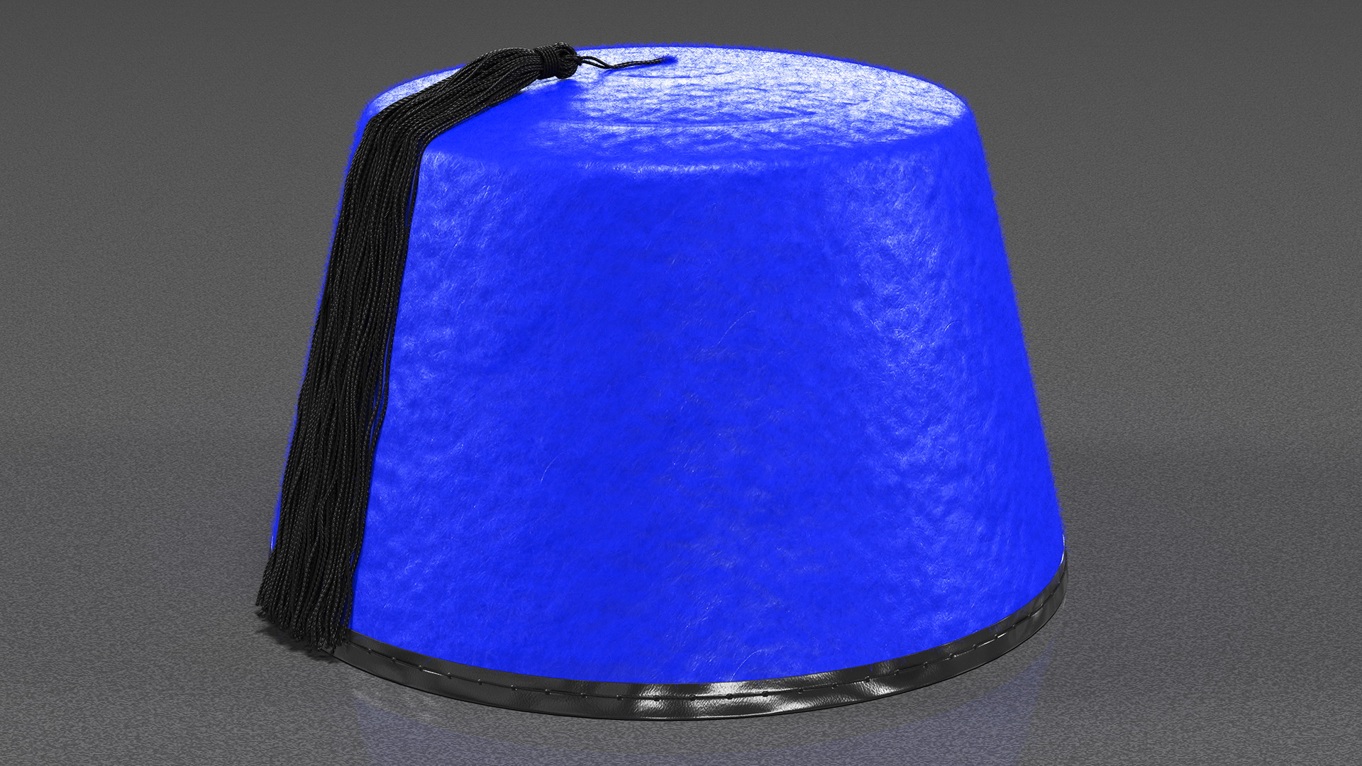 3D Traditional Arabic Blue Fez Hat With Black Tassel Fur model