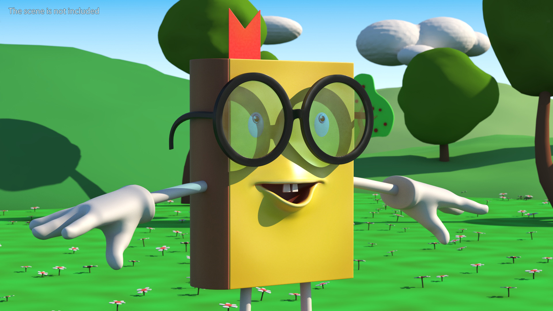 3D model Cartoon Yellow Book Rigged for Cinema 4D