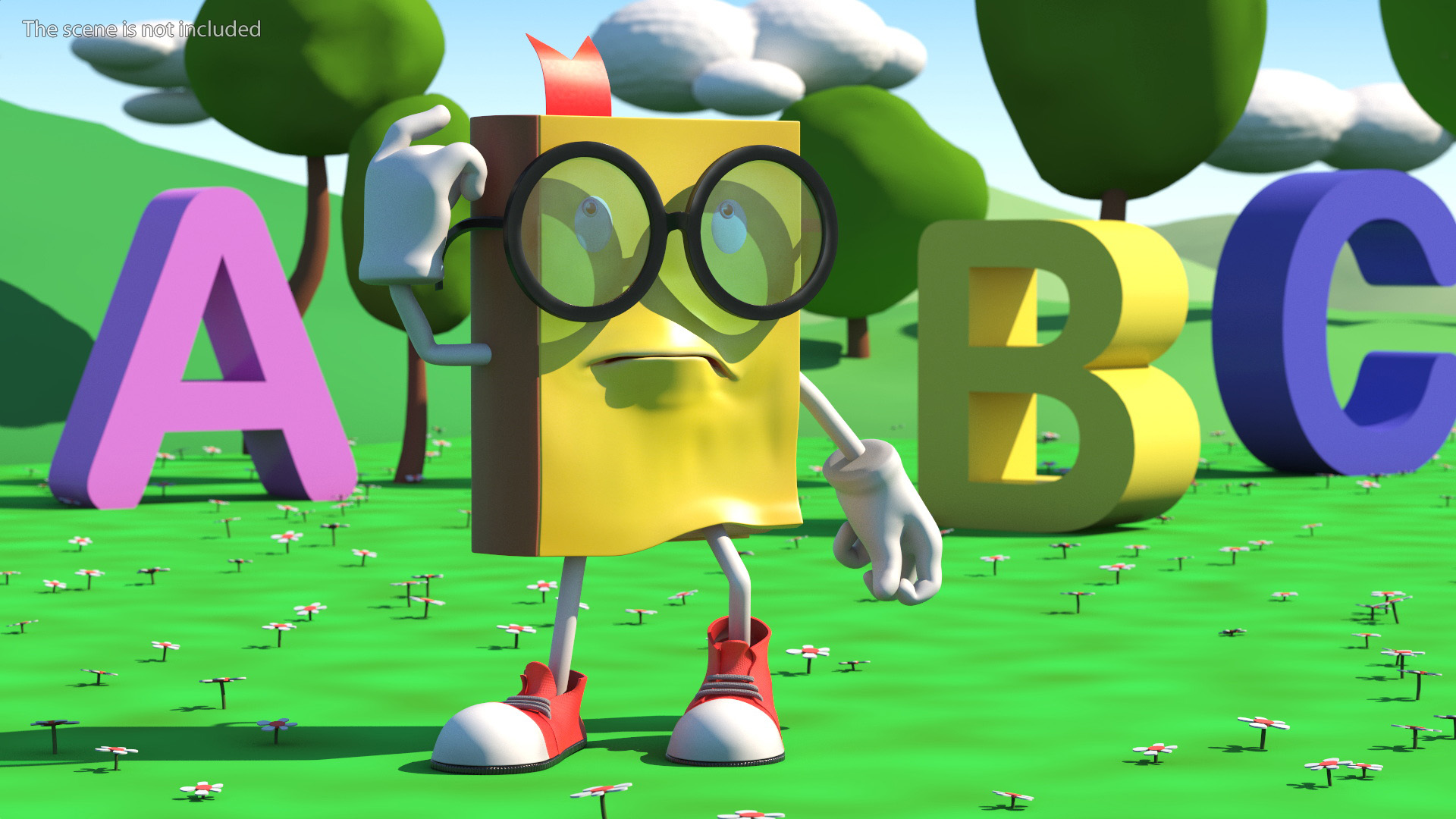 3D model Cartoon Yellow Book Rigged for Cinema 4D
