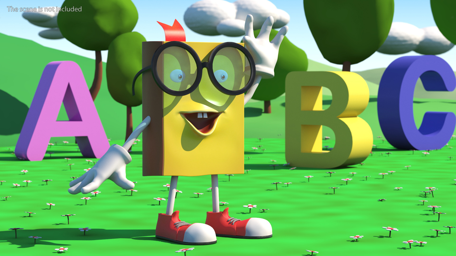 3D model Cartoon Yellow Book Rigged for Cinema 4D