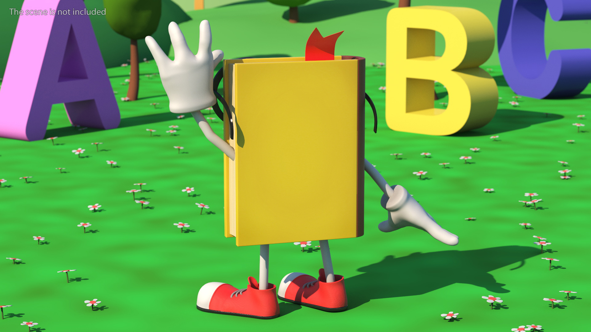 3D model Cartoon Yellow Book Rigged for Cinema 4D
