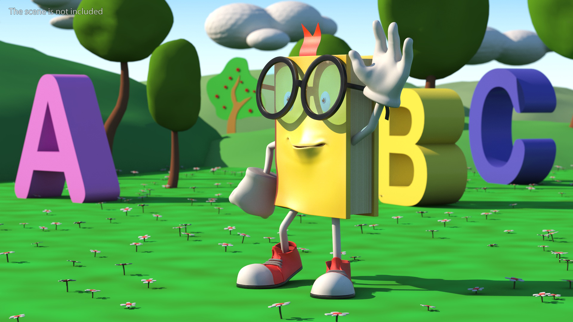 3D model Cartoon Yellow Book Rigged for Cinema 4D