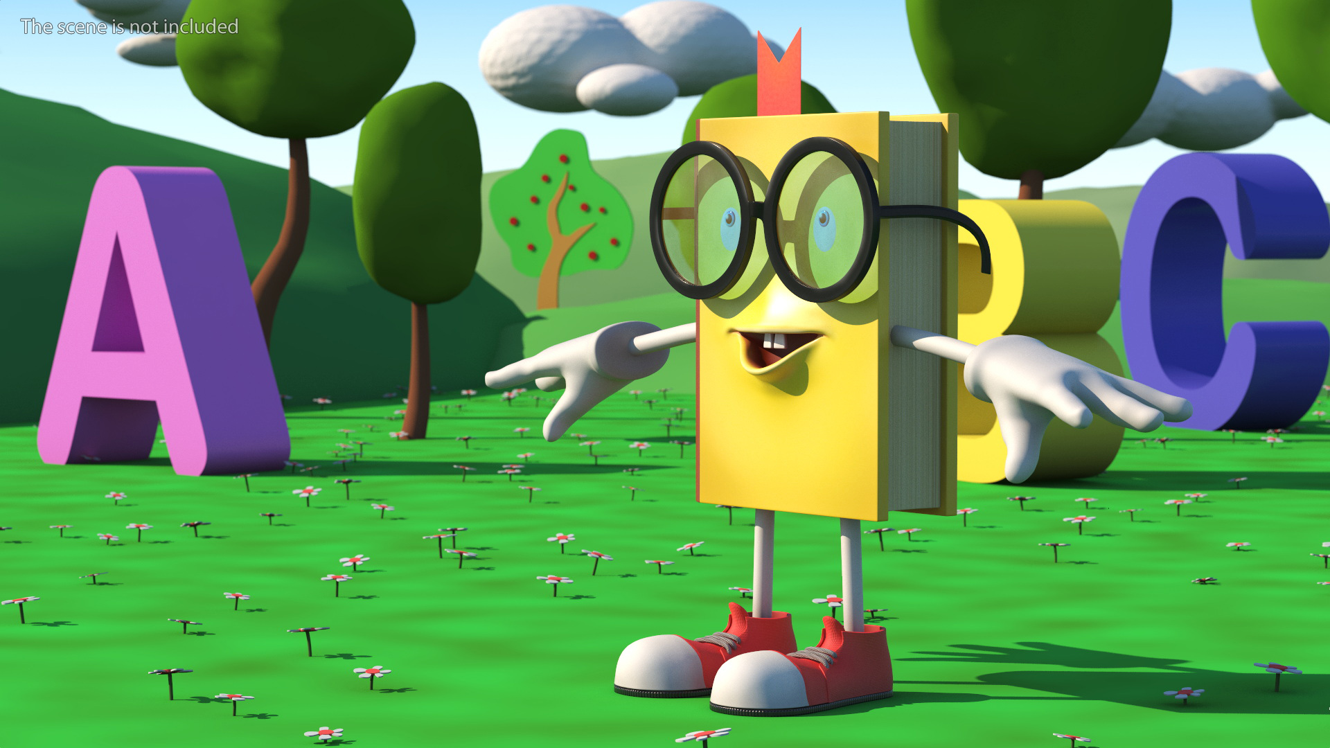 3D model Cartoon Yellow Book Rigged for Cinema 4D