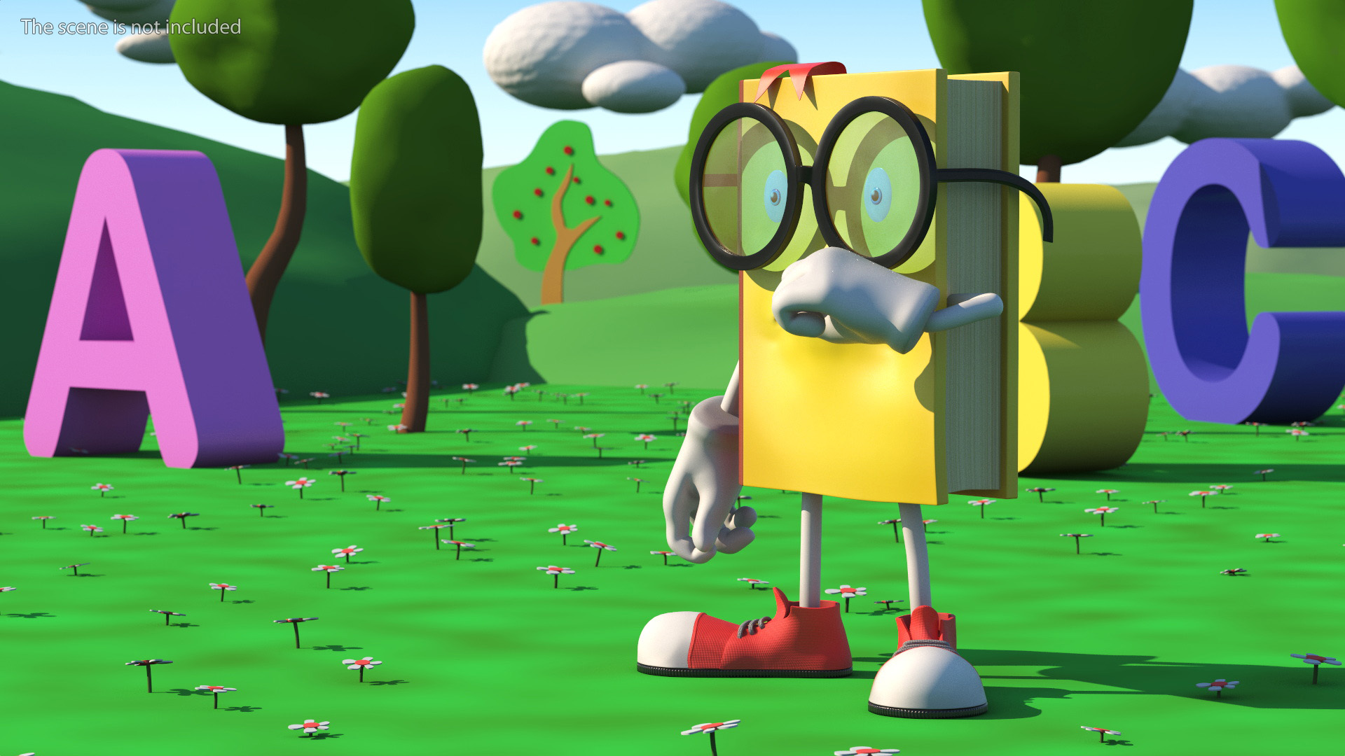 3D model Cartoon Yellow Book Rigged for Cinema 4D
