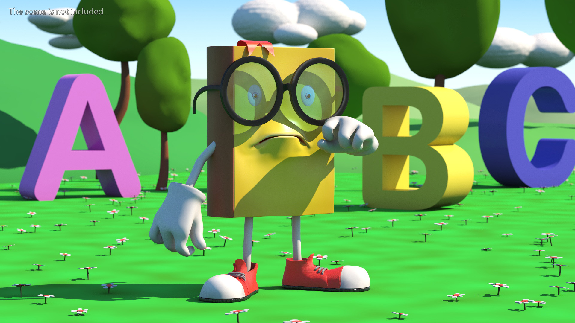 3D model Cartoon Yellow Book Rigged for Cinema 4D