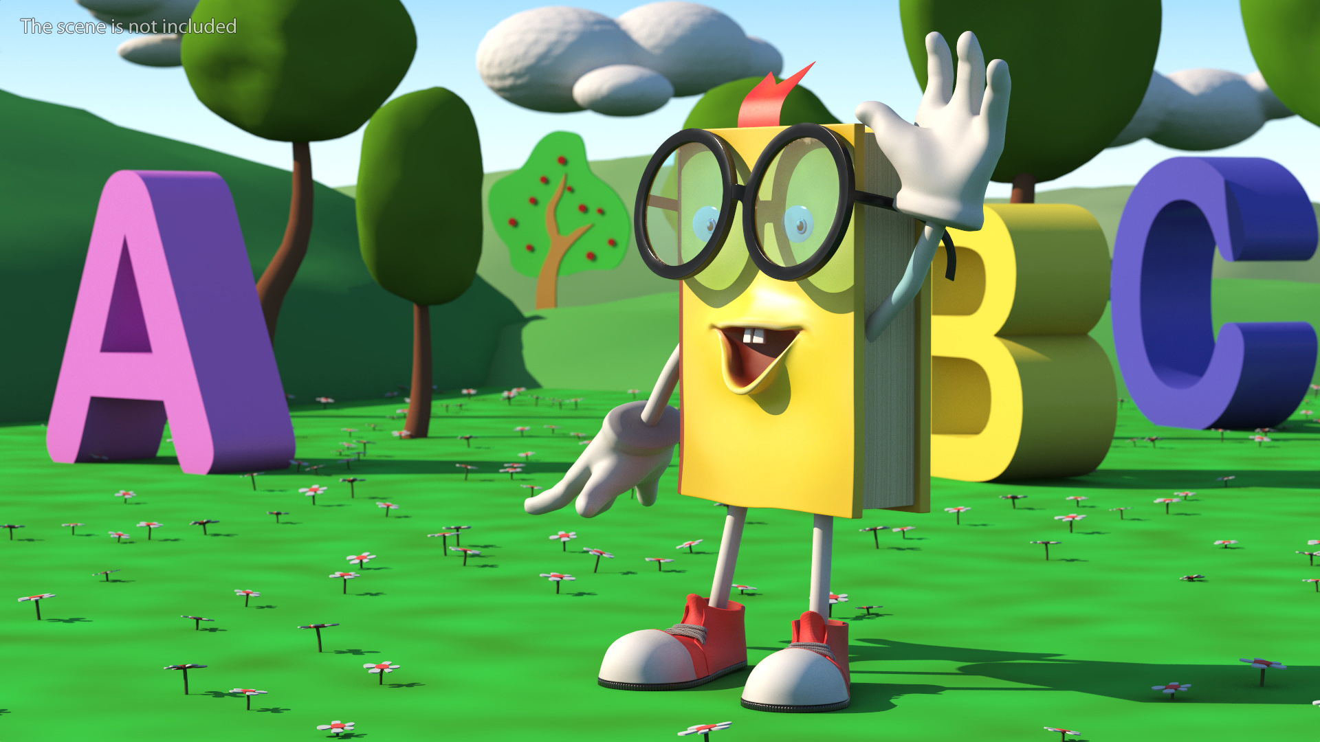 3D model Cartoon Yellow Book Rigged for Cinema 4D