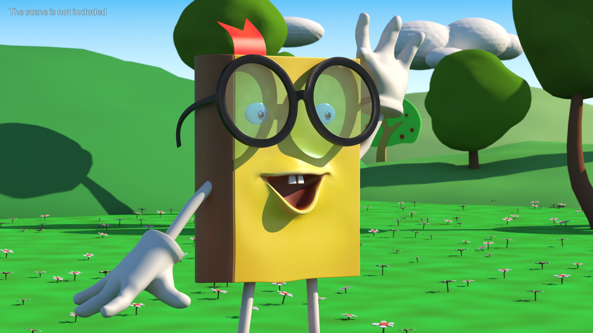 3D model Cartoon Yellow Book Rigged for Cinema 4D