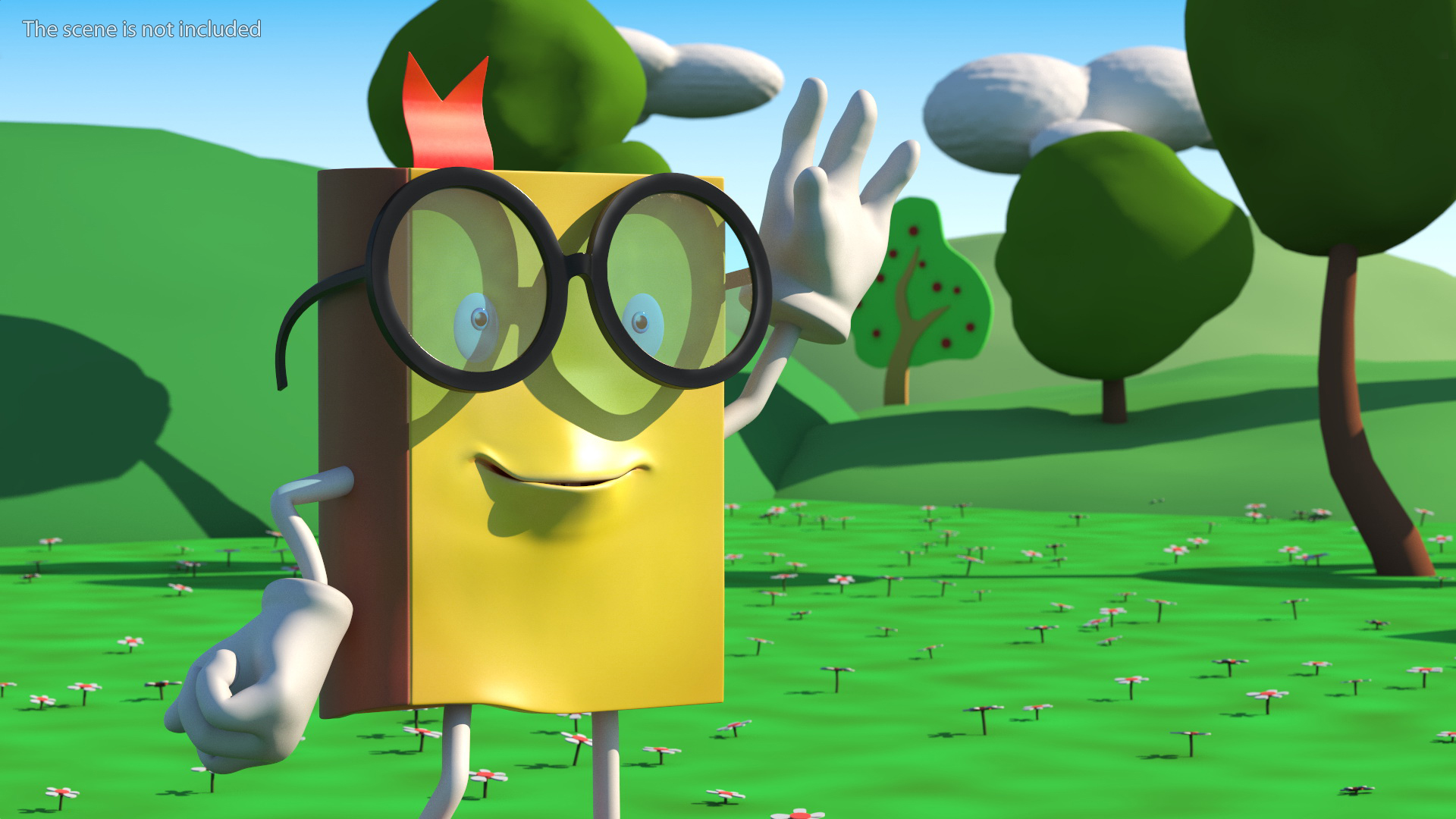3D model Cartoon Yellow Book Rigged for Cinema 4D
