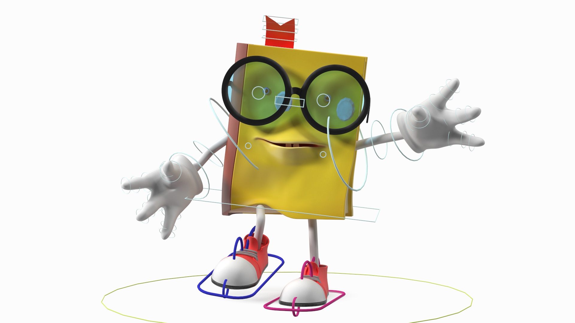 3D model Cartoon Yellow Book Rigged for Cinema 4D