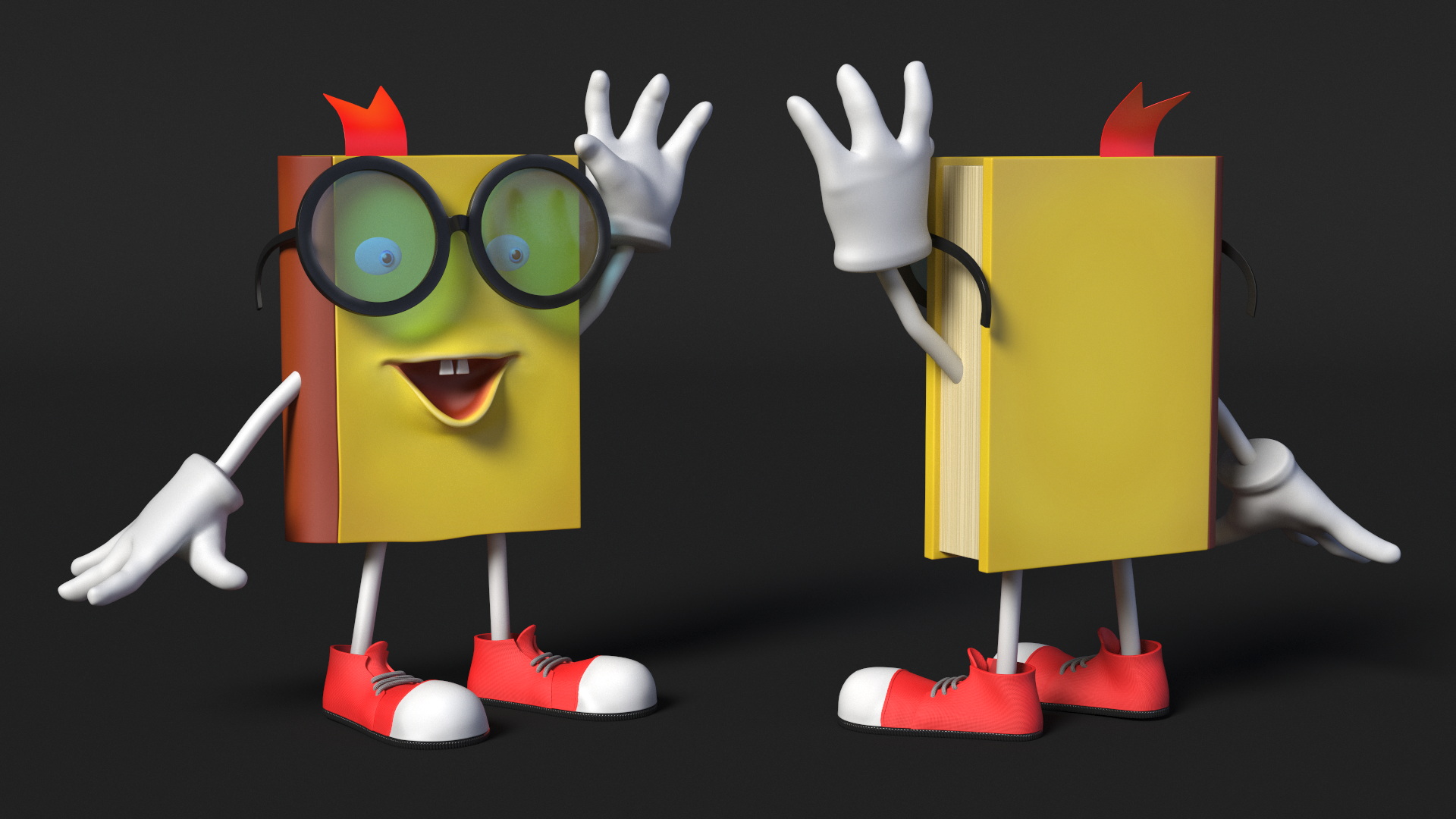 3D model Cartoon Yellow Book Rigged for Cinema 4D