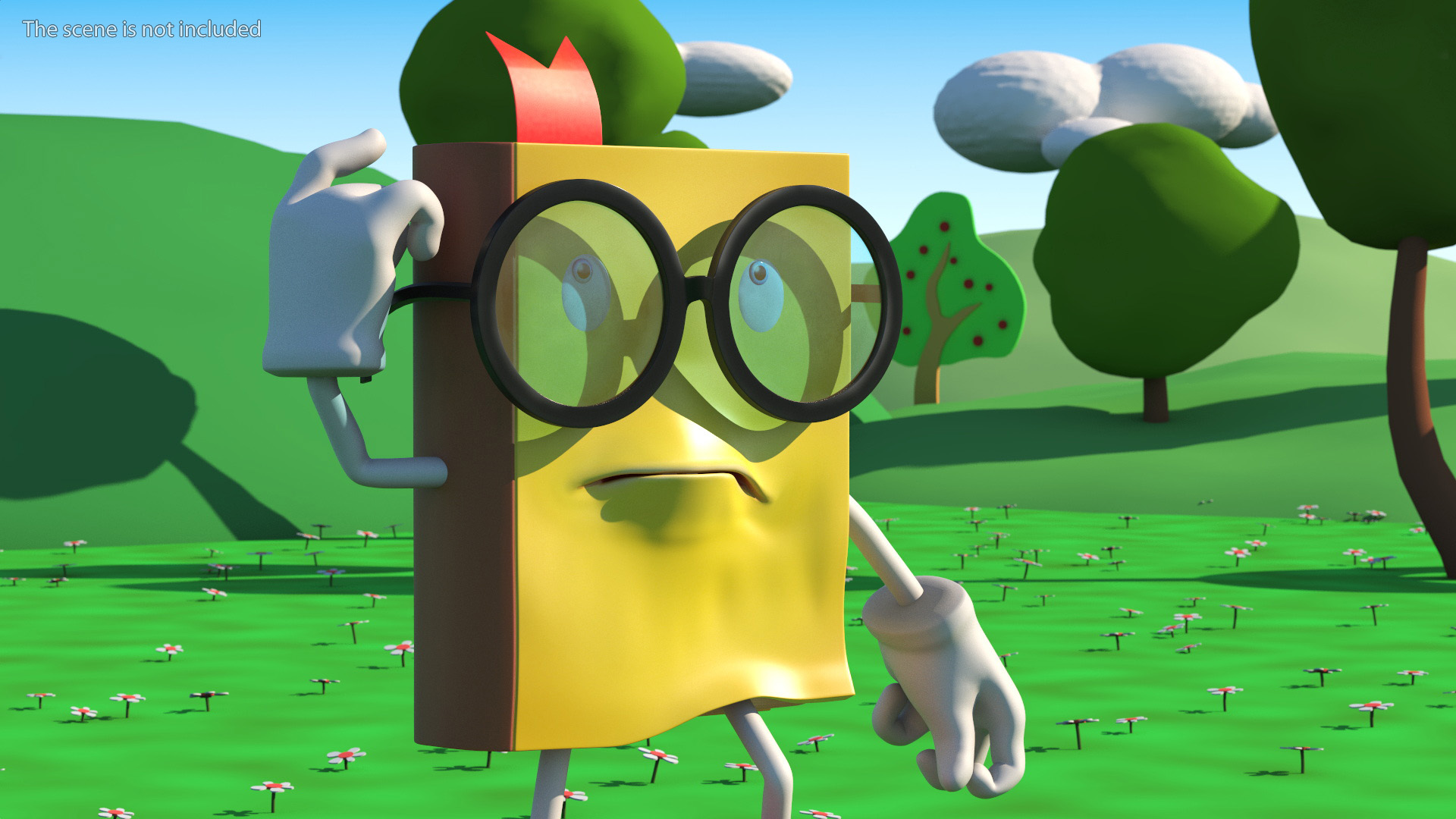 3D model Cartoon Yellow Book Rigged for Cinema 4D