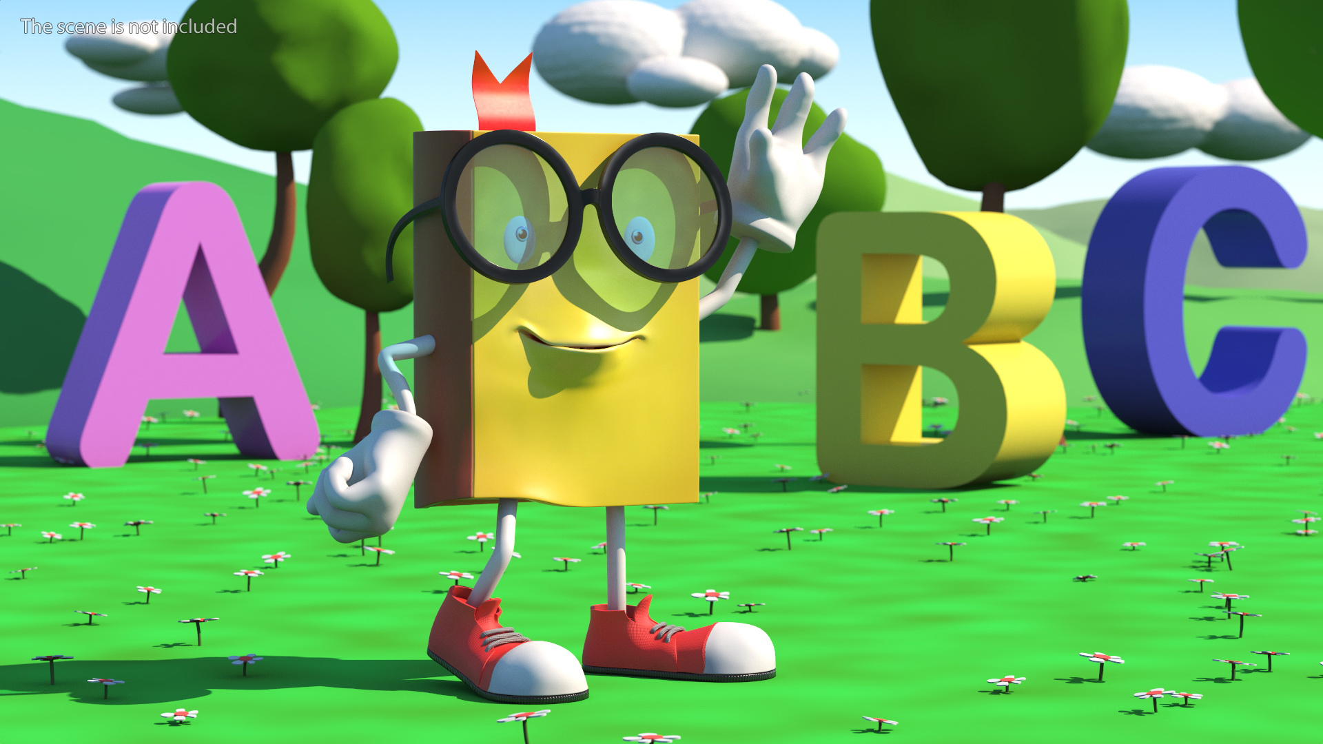 3D model Cartoon Yellow Book Rigged for Cinema 4D