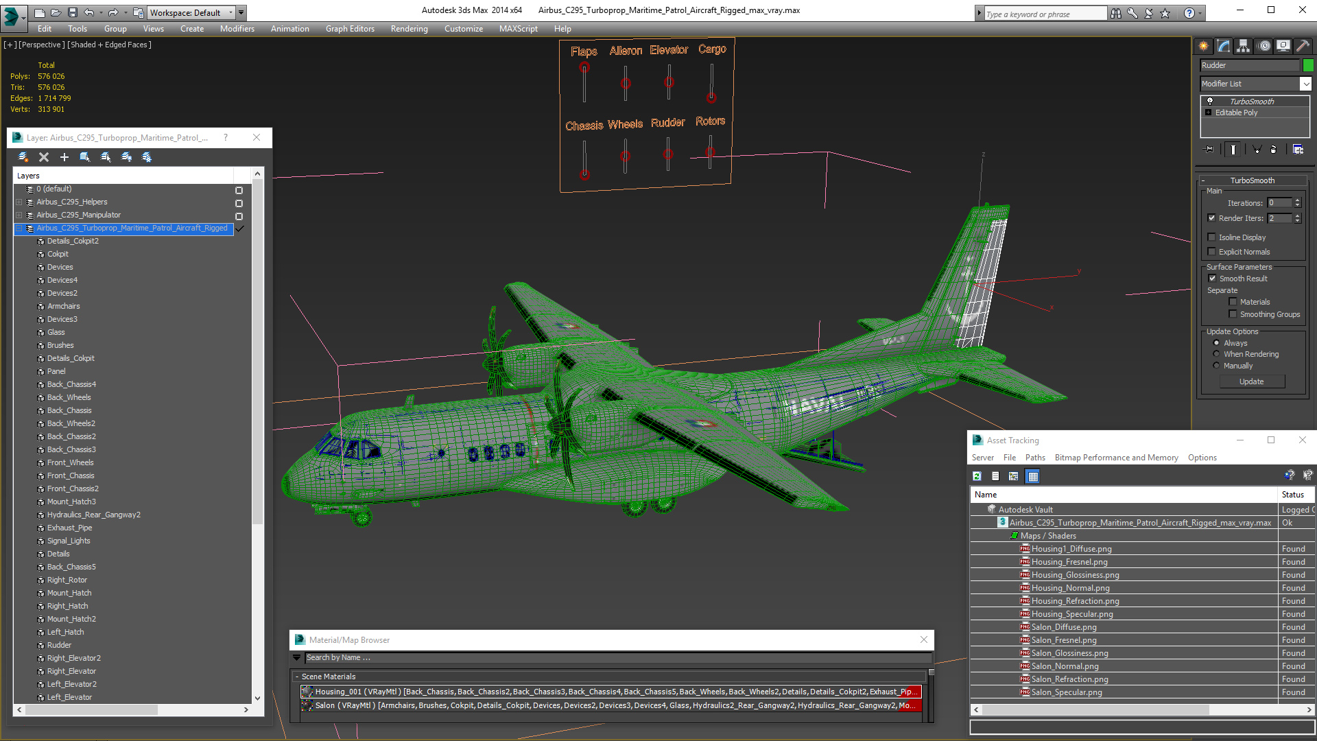 3D Airbus C295 Turboprop Maritime Patrol Aircraft Rigged model