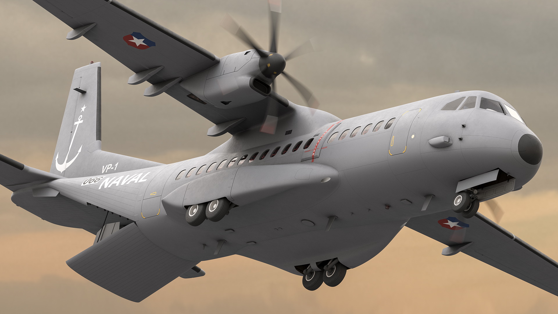 3D Airbus C295 Turboprop Maritime Patrol Aircraft Rigged model