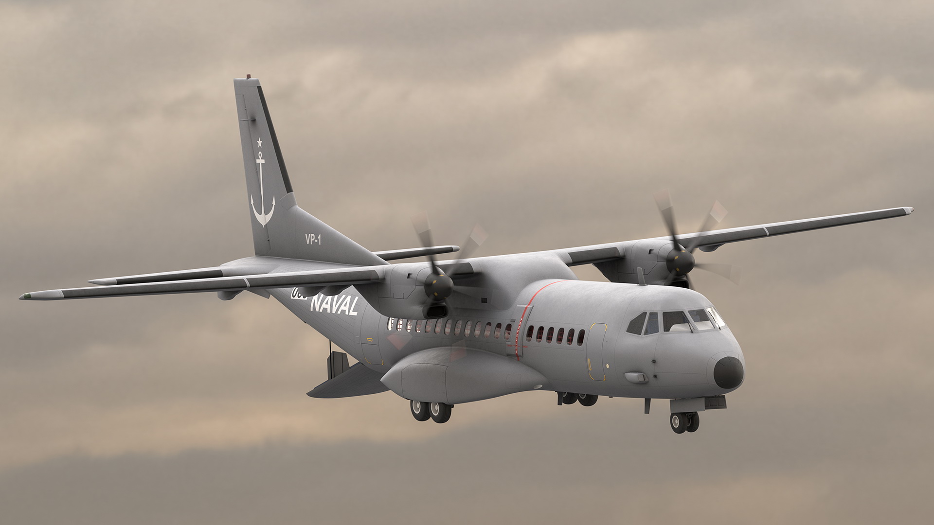 3D Airbus C295 Turboprop Maritime Patrol Aircraft Rigged model