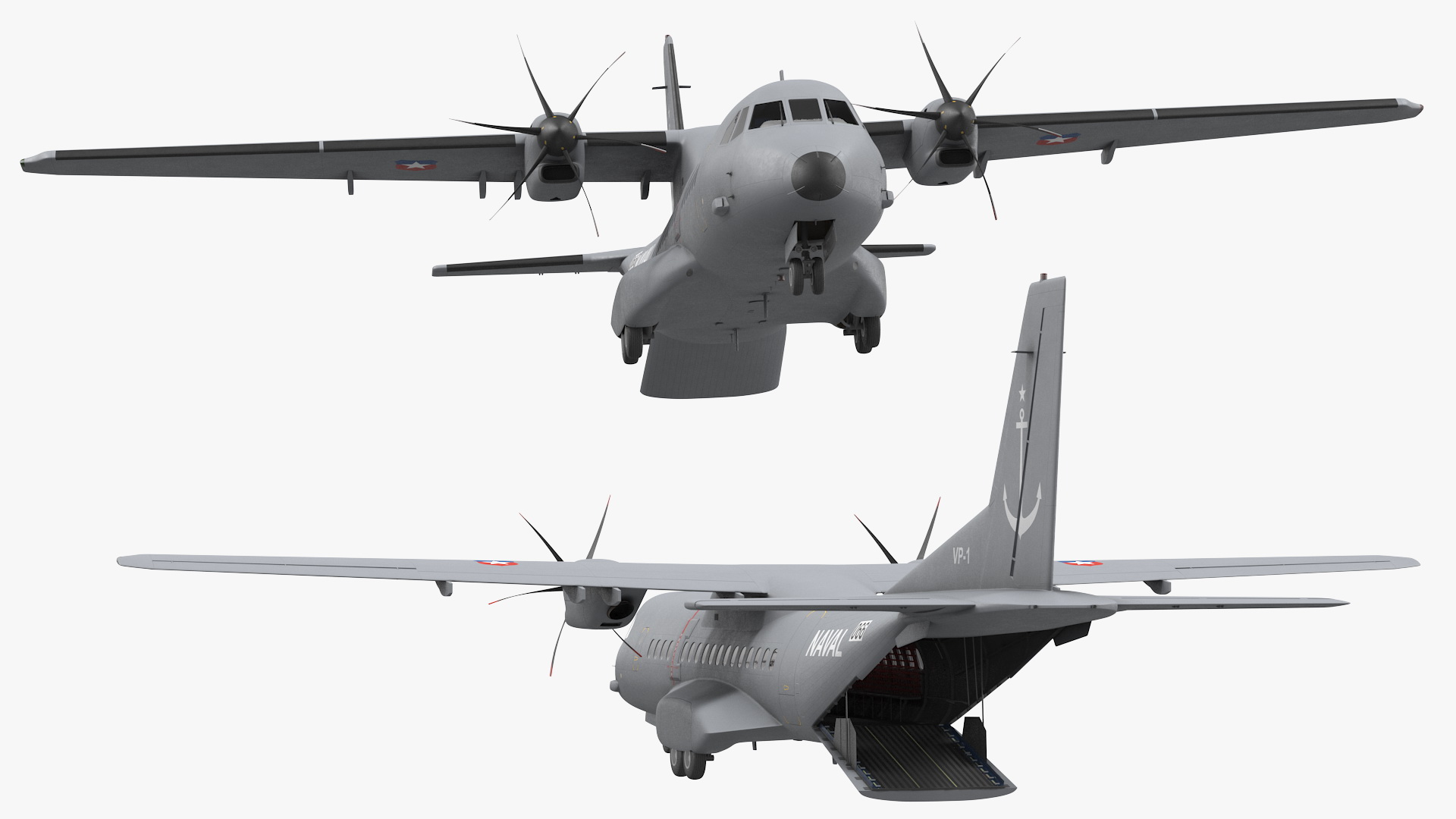 3D Airbus C295 Turboprop Maritime Patrol Aircraft Rigged model
