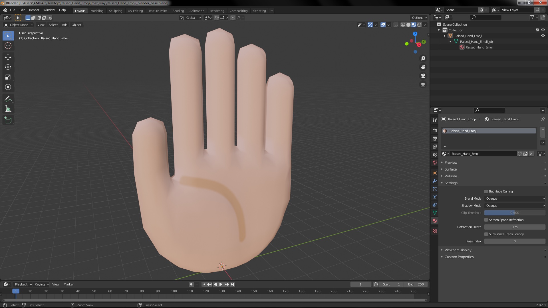 Raised Hand Emoji 3D