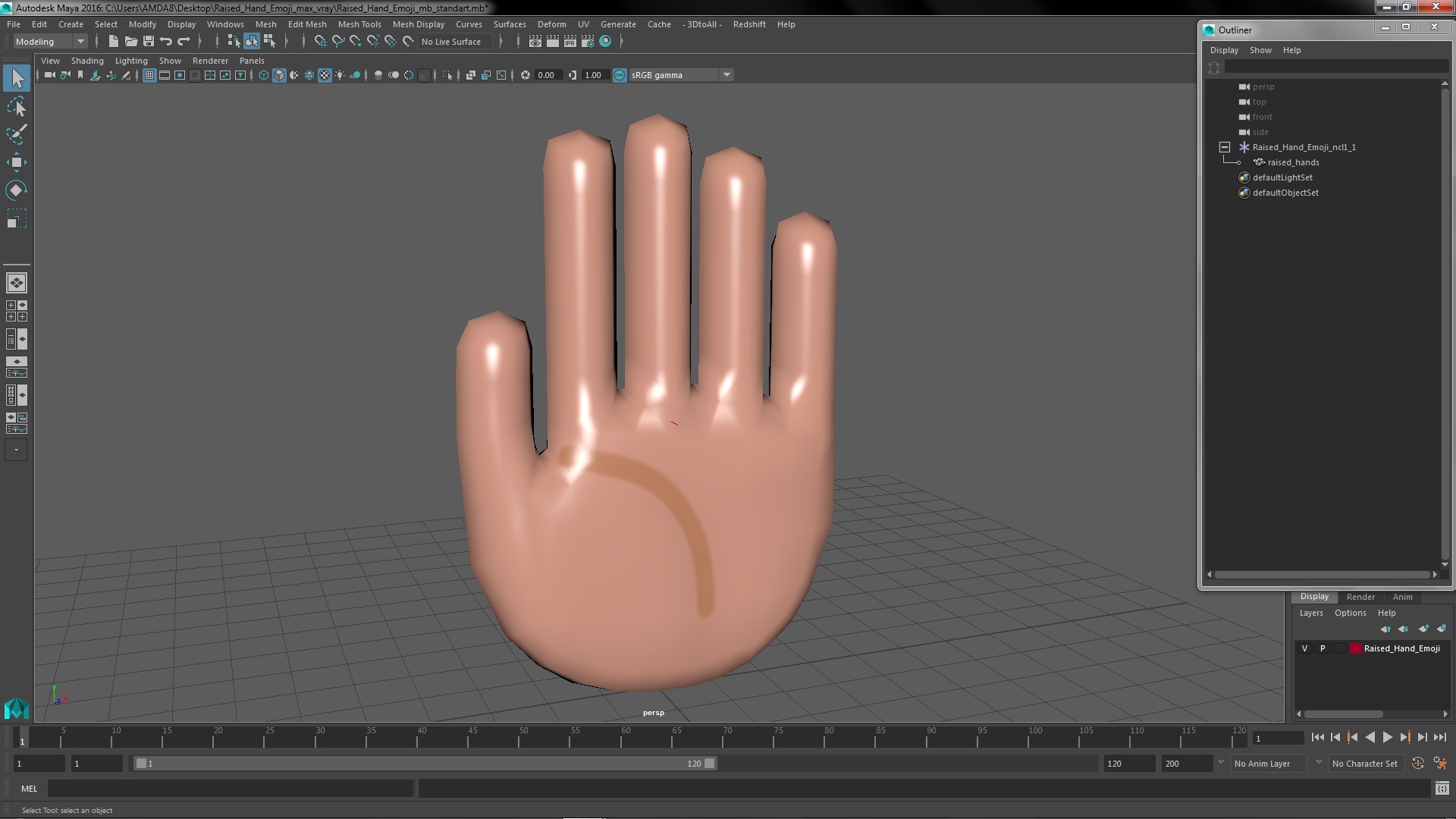 Raised Hand Emoji 3D