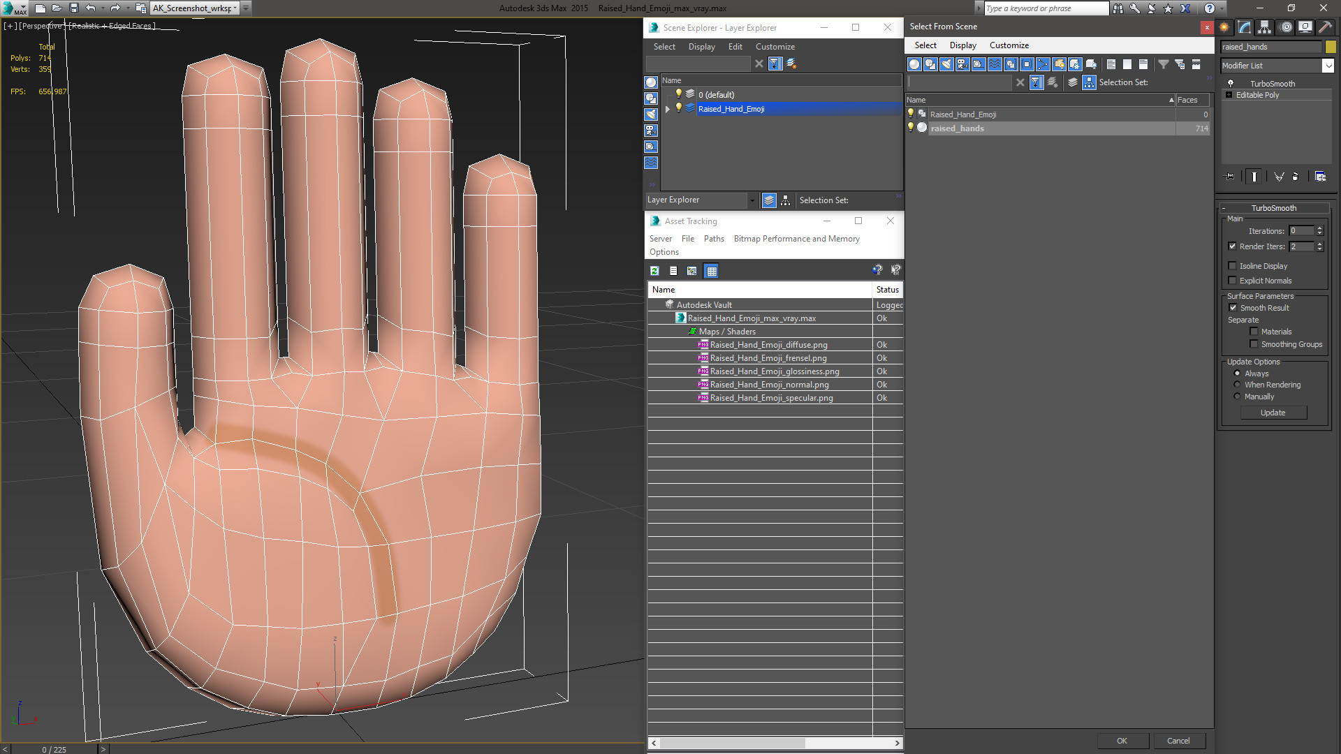 Raised Hand Emoji 3D