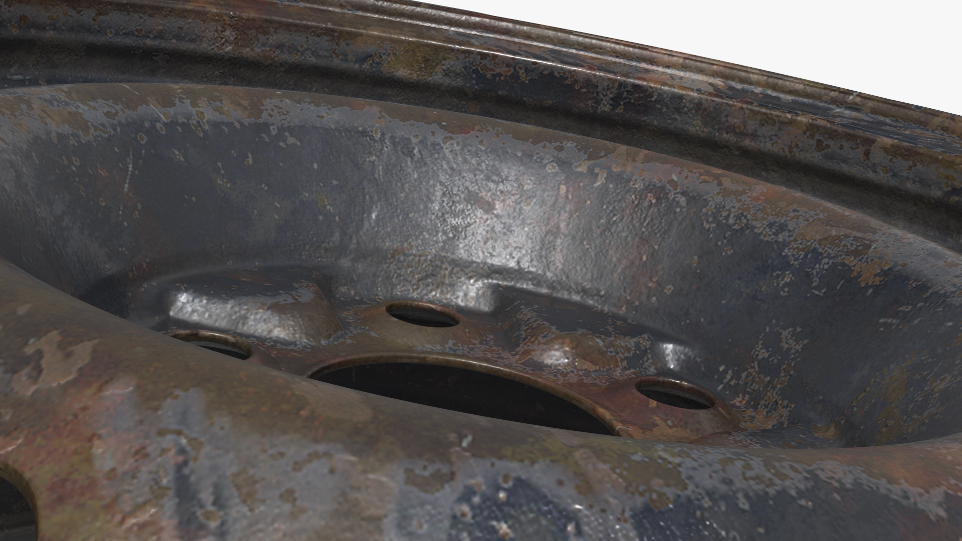 Damaged Steel Rim with Torn Tire Black Used, view 6