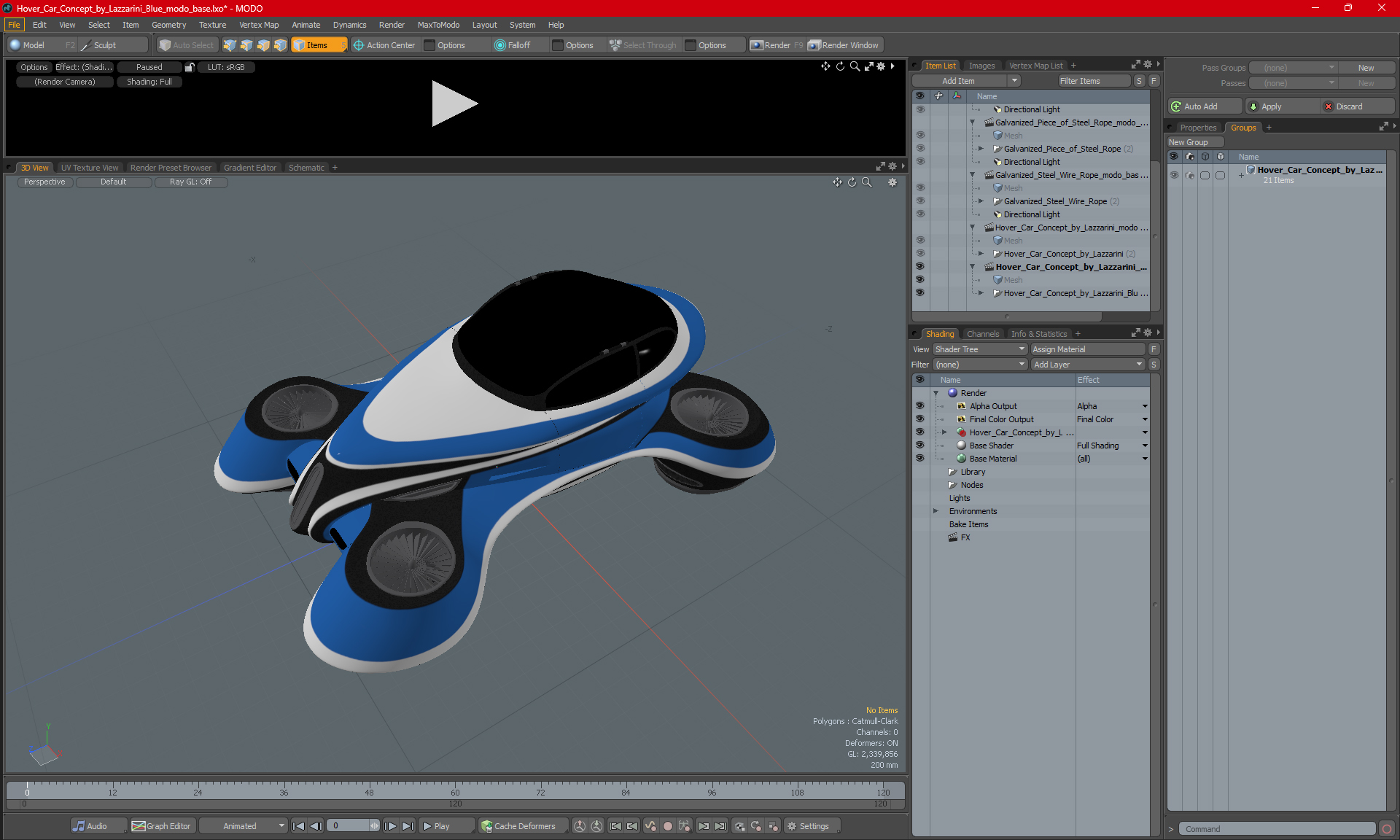 3D model Hover Car Concept by Lazzarini Blue
