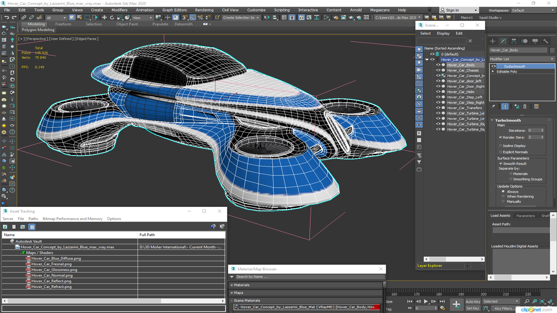 3D model Hover Car Concept by Lazzarini Blue