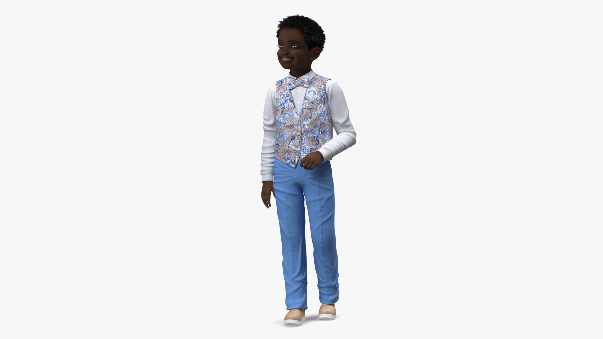 Black Child Boy Party Style Pose 3D