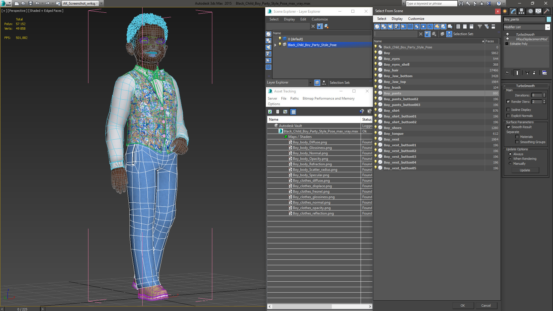 Black Child Boy Party Style Pose 3D