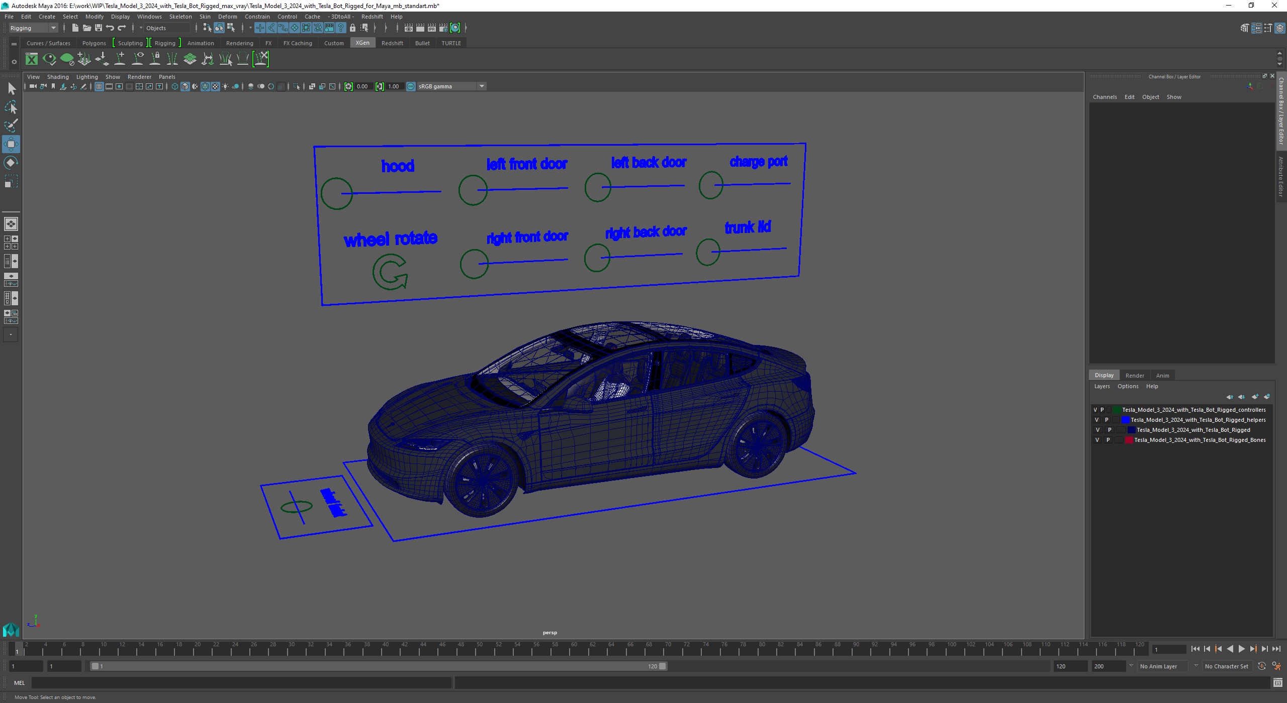 Tesla Model 3 2024 with Tesla Bot Rigged for Maya 3D model