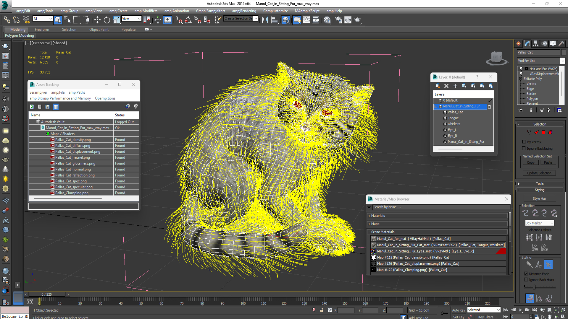 Manul Cat in Sitting Fur 3D model