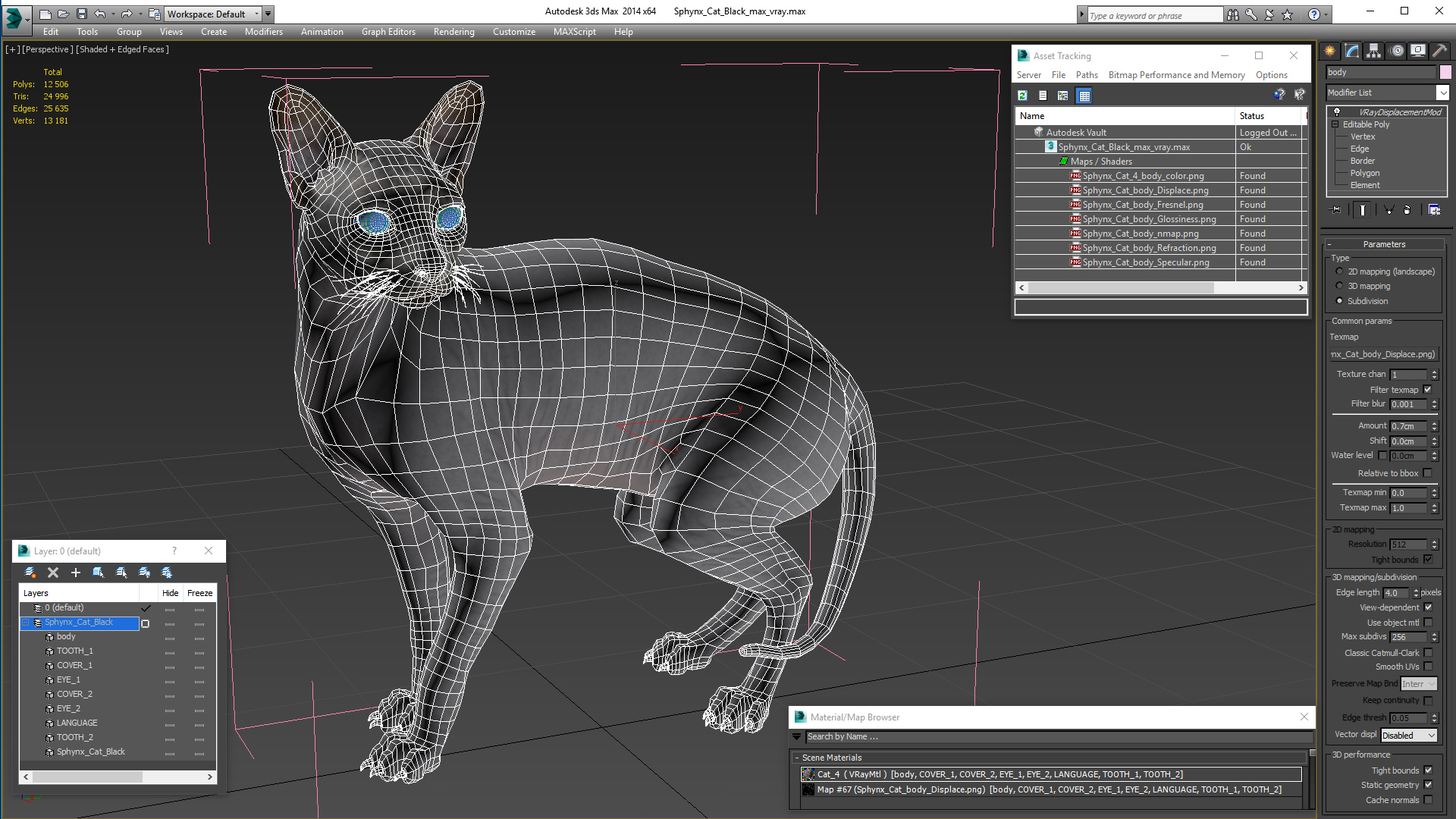 3D Sphynx Cat Black