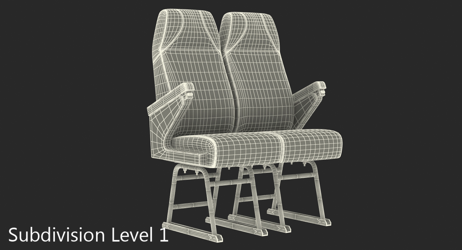 Vintage Bus Passenger Seats 3D