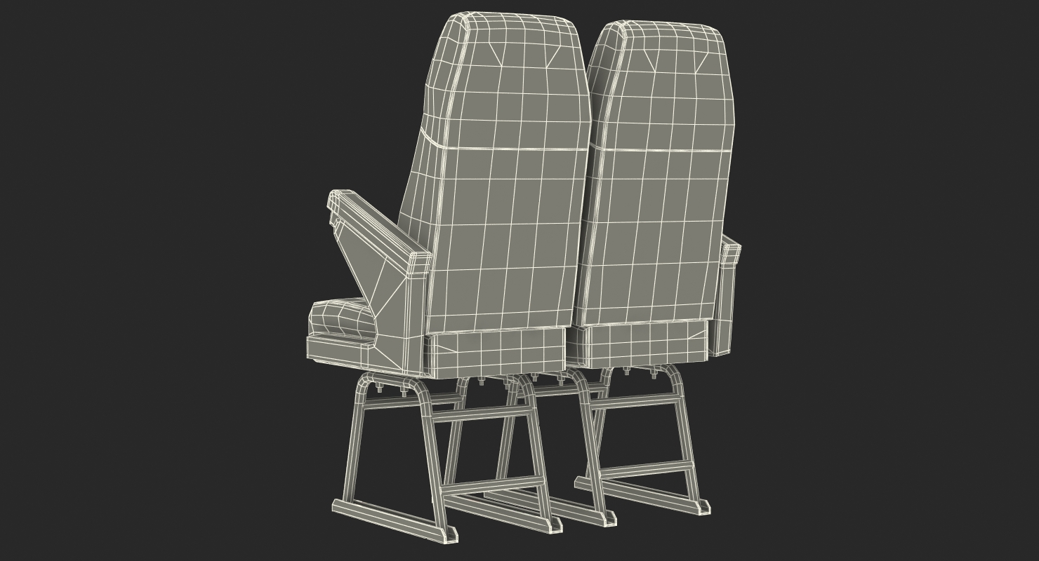 Vintage Bus Passenger Seats 3D