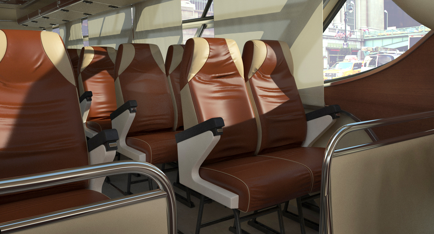 Vintage Bus Passenger Seats 3D