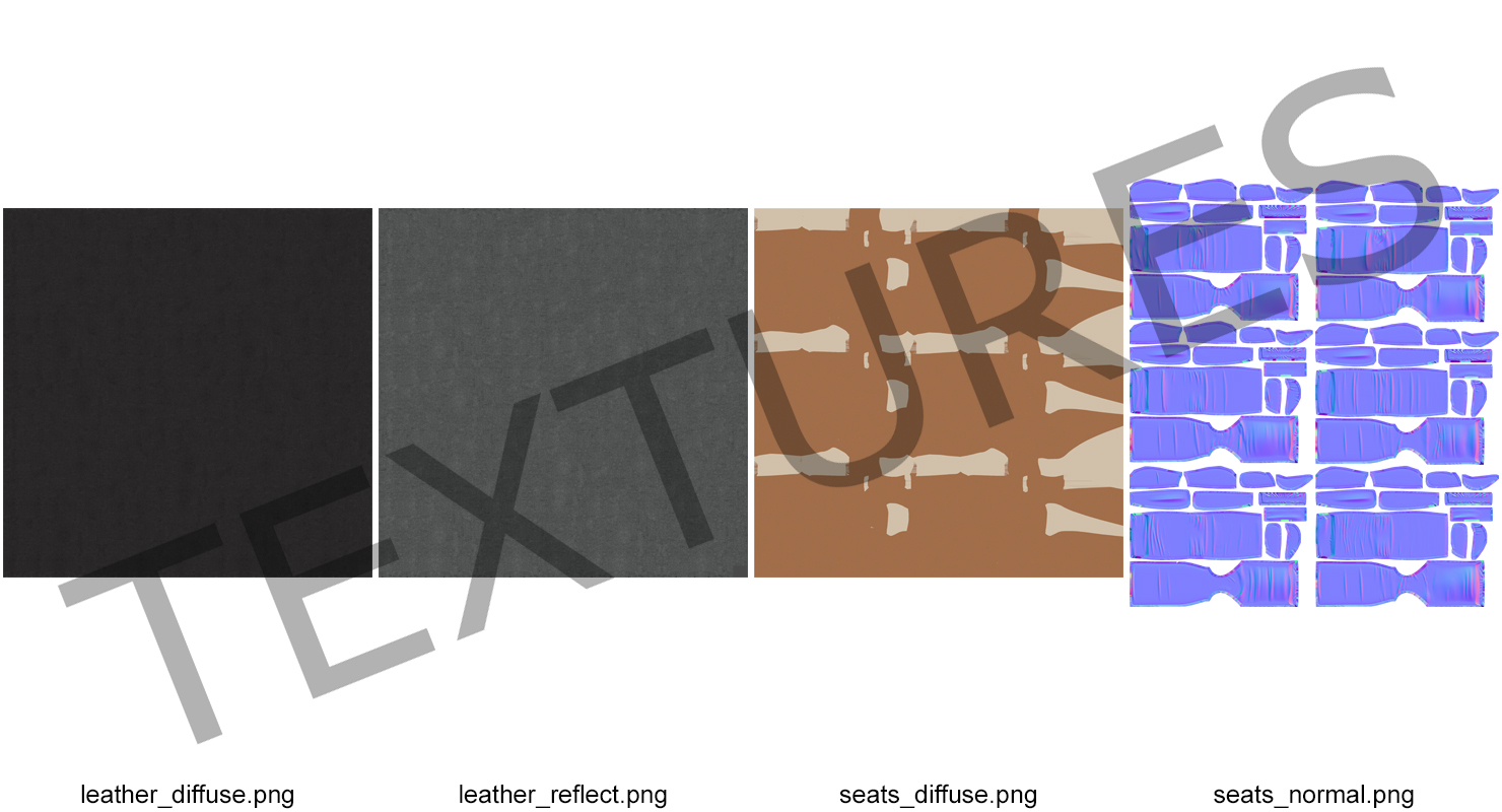 Vintage Bus Passenger Seats 3D