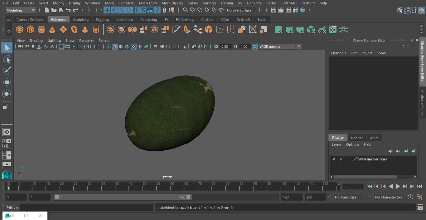 3D Watermelon Dark Green
